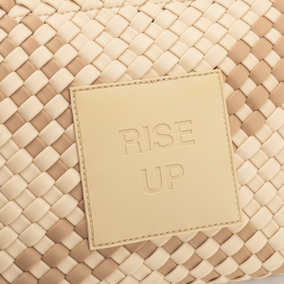 Neoprene Clutch Bag 'Rise Up' Two-Tone Beige