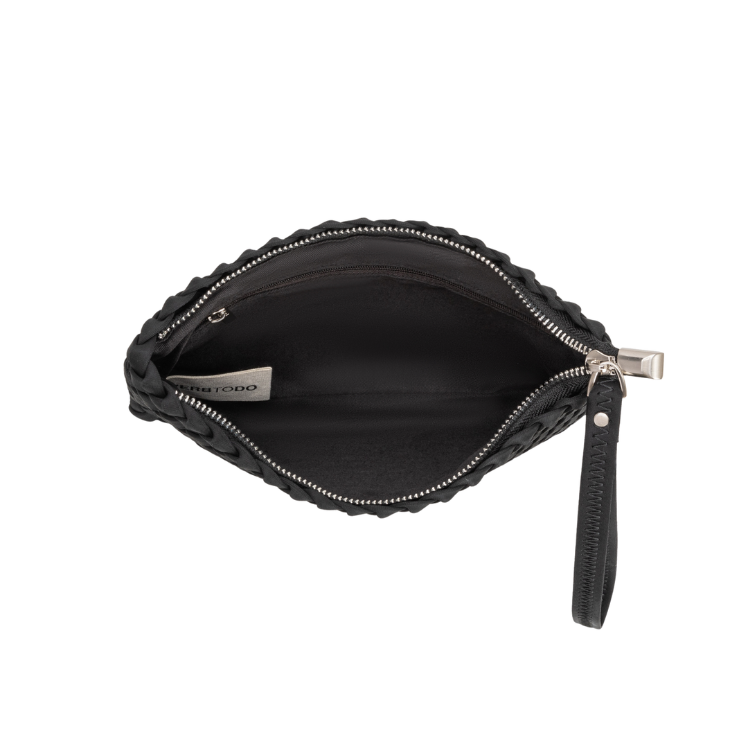 Pochette in neoprene 'FREE LOVE' tinta unita - nero