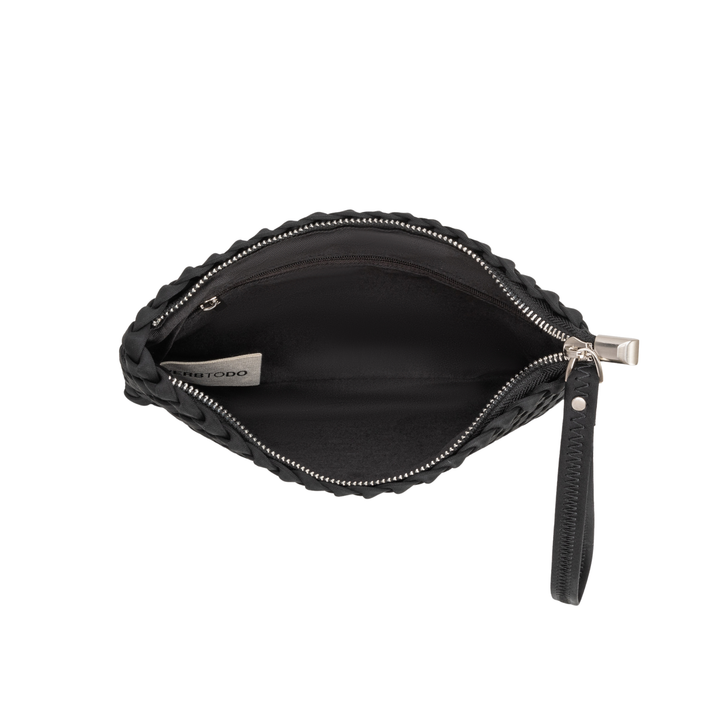 Pochette in neoprene 'FREE LOVE' tinta unita - nero