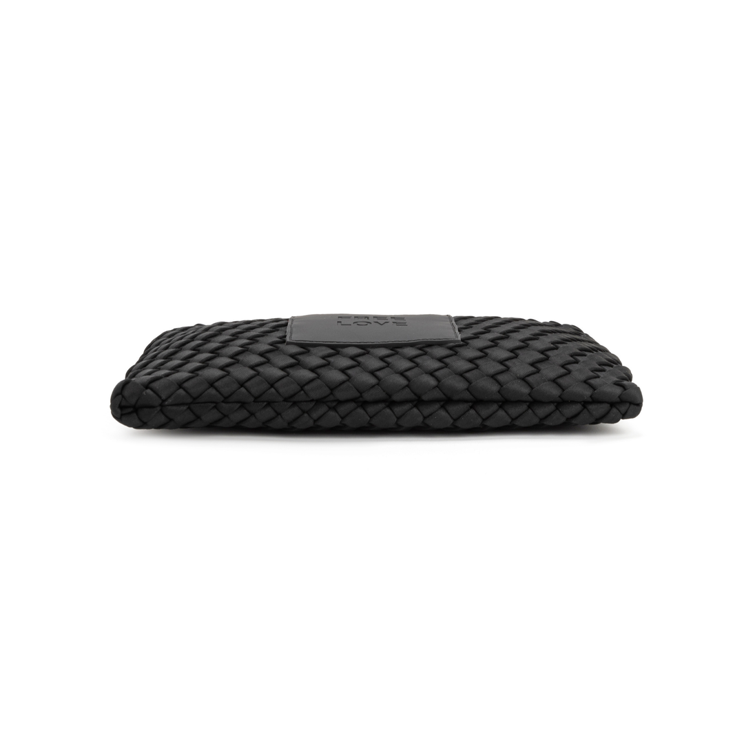 Pochette in neoprene 'FREE LOVE' tinta unita - nero