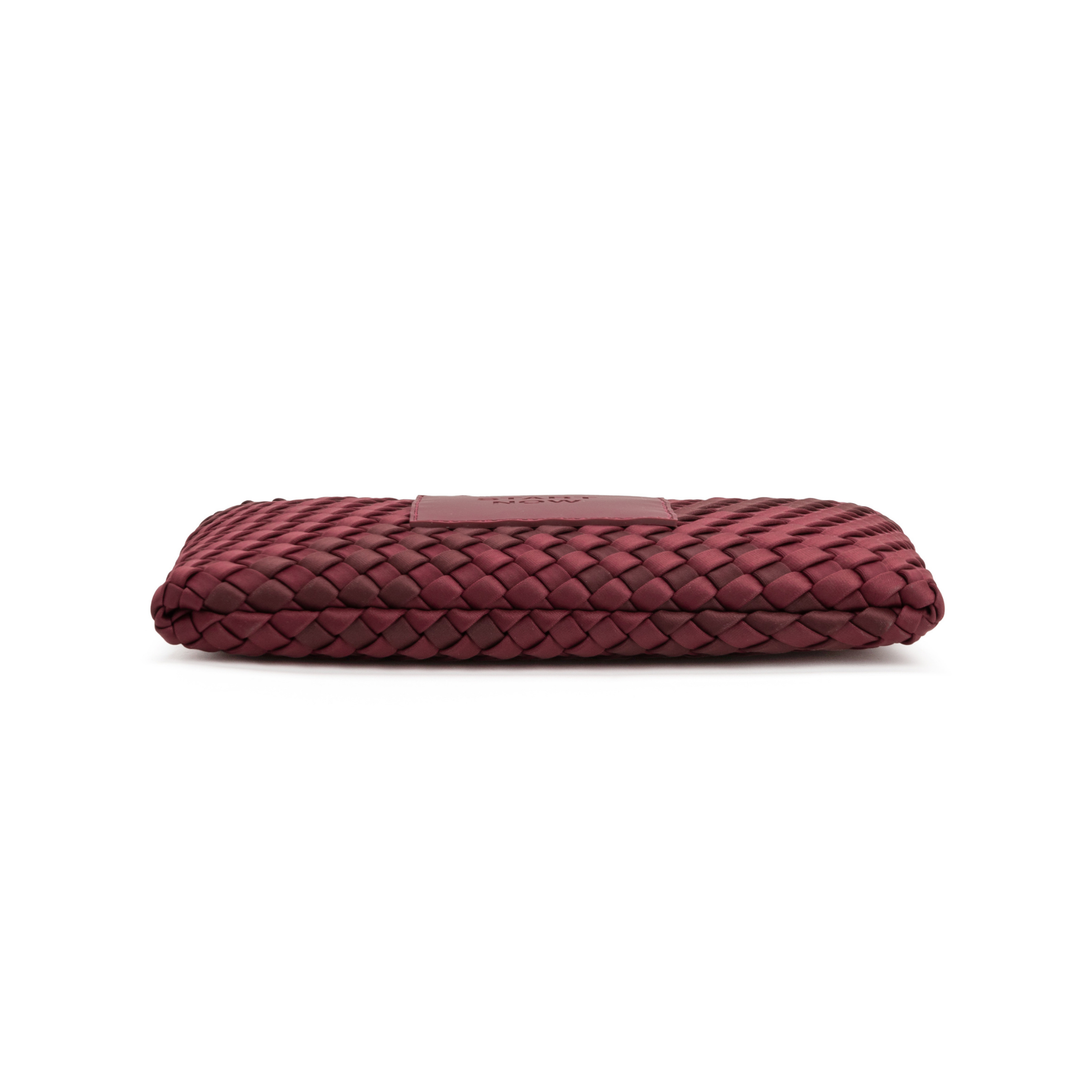 Pochette in neoprene 'START NOW' bicolore bordeaux e vino