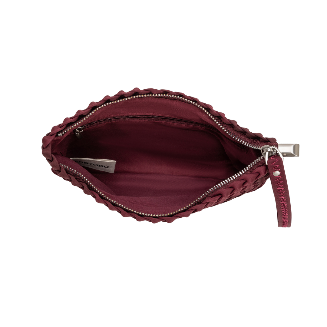 Pochette in neoprene 'START NOW' bicolore bordeaux e vino