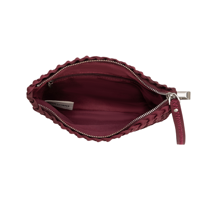 Pochette in neoprene 'START NOW' bicolore bordeaux e vino
