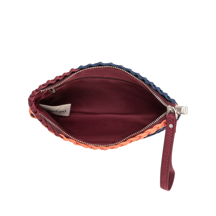 Pochette in neoprene 'VISION & MISSION' tono misto - blu navy & bordeaux & arancione