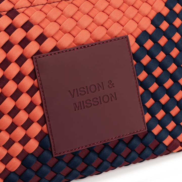 Pochette in neoprene 'VISION & MISSION' tono misto - blu navy & bordeaux & arancione