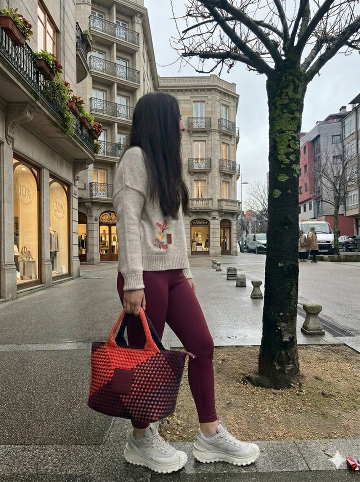 Neoprene LARGE BAG 'VISION & MISSION' mixed color - navy blue & burgundy & orange