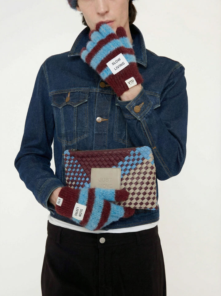 Neoprene Clutch Bag 'Just Move' Mixed Colors - Blue & Burgundy & Light Gray