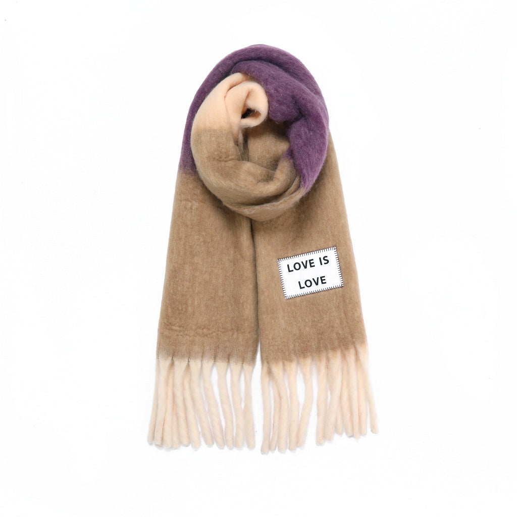 ラフシモンズ I LOVE YOU JACQUARD WOOL SCARF Wool scarf with jacquard monogram | Giorgio Armani