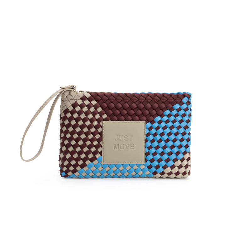 Neoprene Clutch Bag 'Just Move' Mixed Colors - Blue & Burgundy & Light Gray
