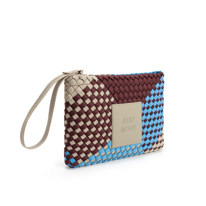 Neoprene Clutch Bag 'Just Move' Mixed Colors - Blue & Burgundy & Light Gray
