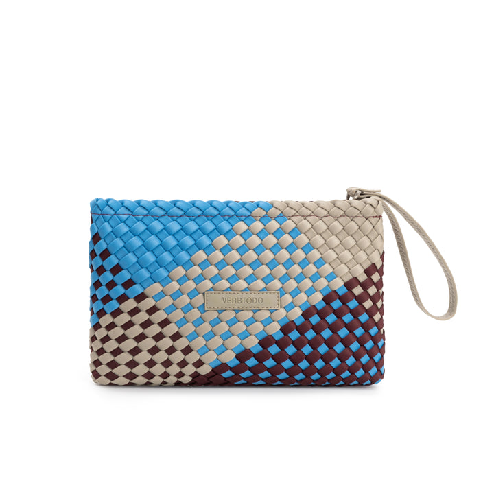 Neoprene Clutch Bag 'Just Move' Mixed Colors - Blue & Burgundy & Light Gray