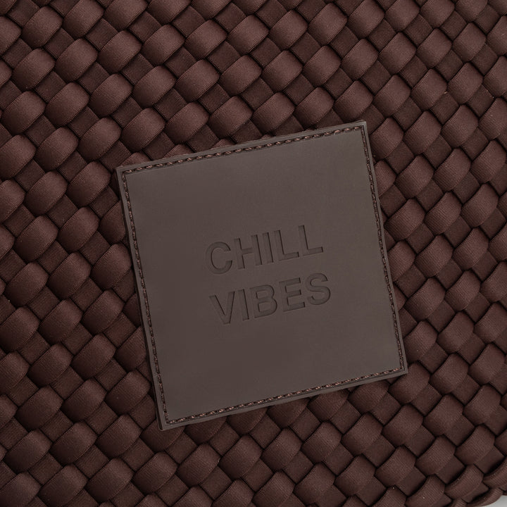 Neoprene MEDIUM BAG 'CHILL VIBES' plain - dark brown