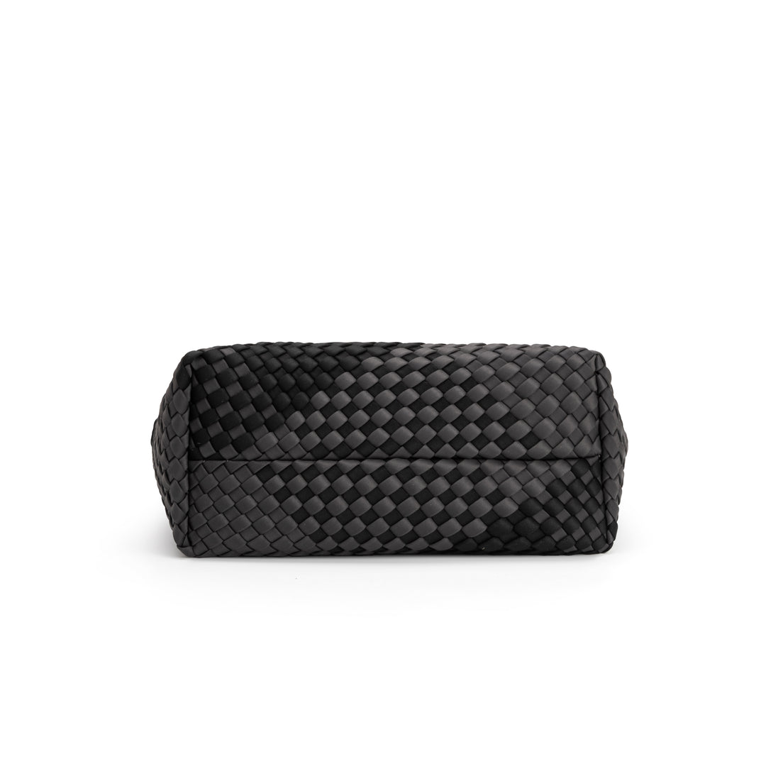 Neoprene MEDIUM BAG 'SLOW LIVING' two-tone gray and black