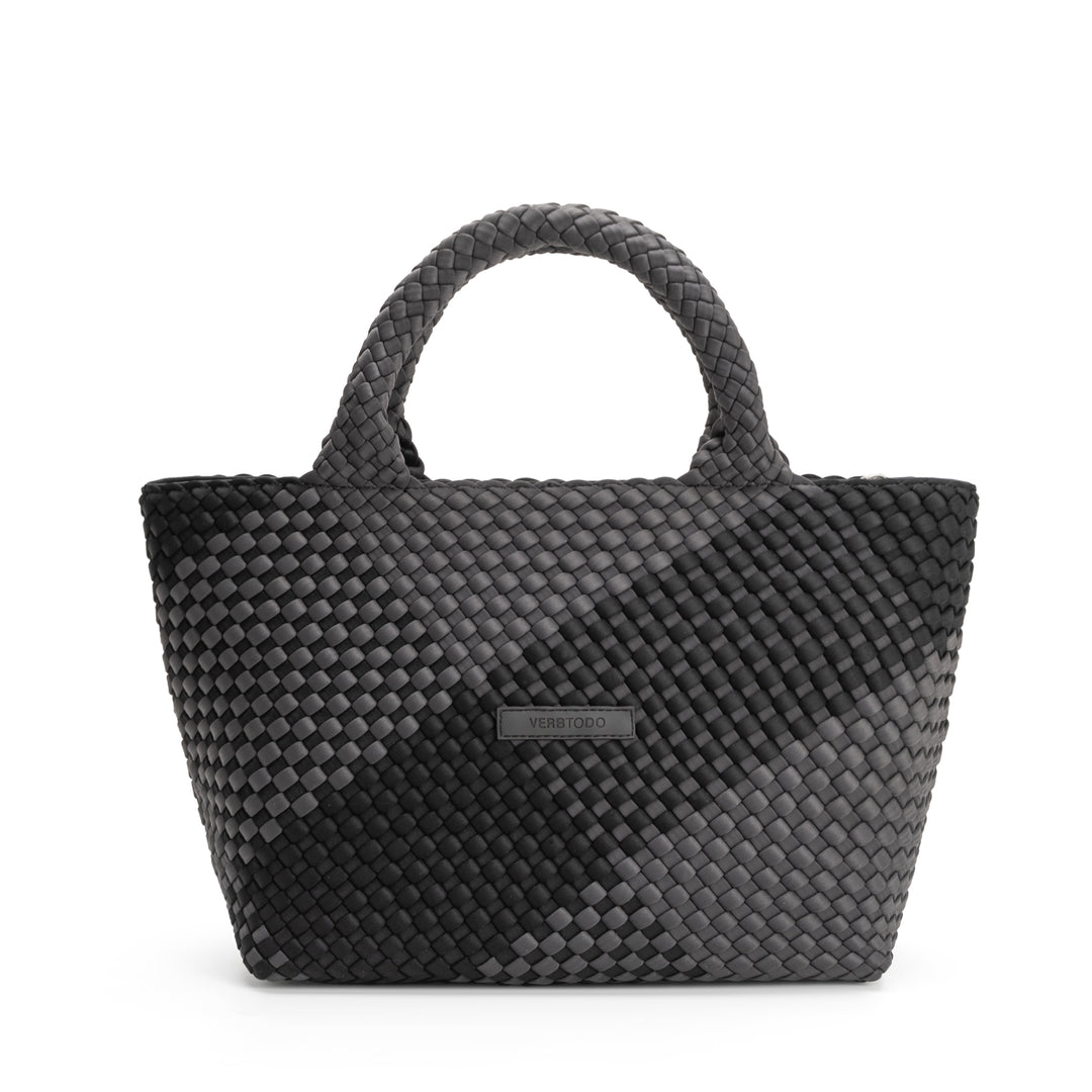 Neoprene MEDIUM BAG 'SLOW LIVING' two-tone gray and black