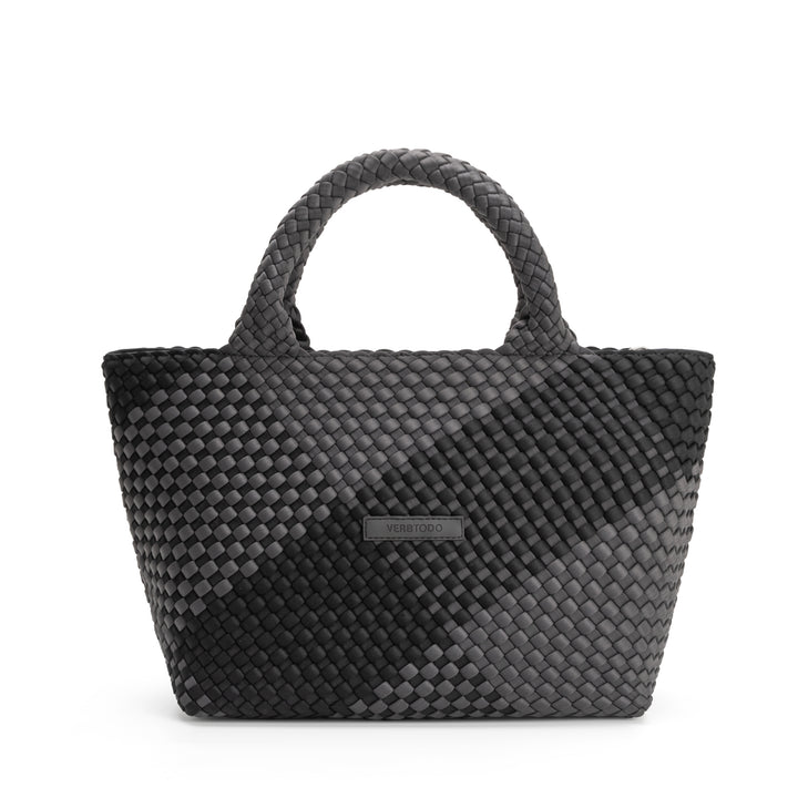 Neoprene MEDIUM BAG 'SLOW LIVING' two-tone gray and black
