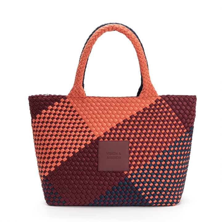 Neoprene LARGE BAG 'VISION & MISSION' mixed color - navy blue & burgundy & orange