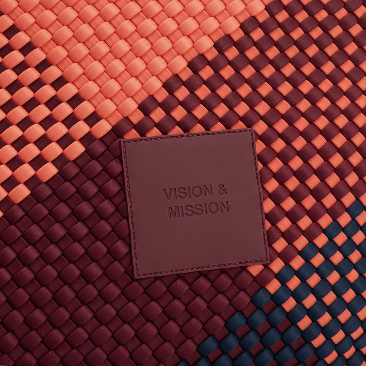 Neoprene LARGE BAG 'VISION & MISSION' mixed color - navy blue & burgundy & orange