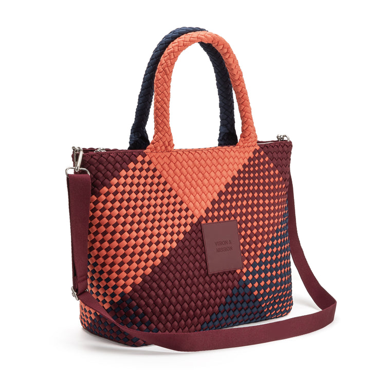Neoprene LARGE BAG 'VISION & MISSION' mixed color - navy blue & burgundy & orange