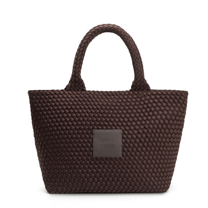 Neoprene MEDIUM BAG 'CHILL VIBES' plain - dark brown