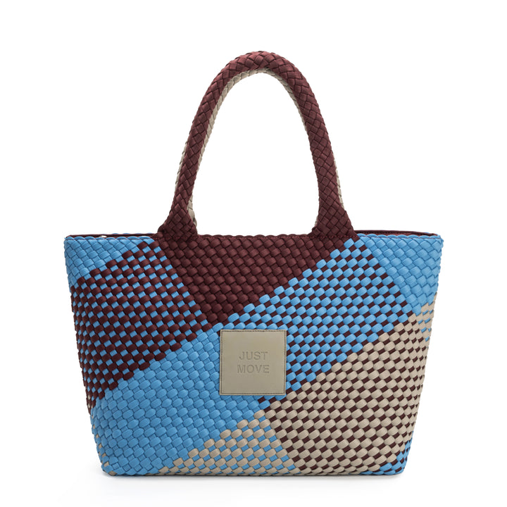 Neoprene LARGE BAG 'JUST MOVE' mix tone - blue & burgundy & light gray