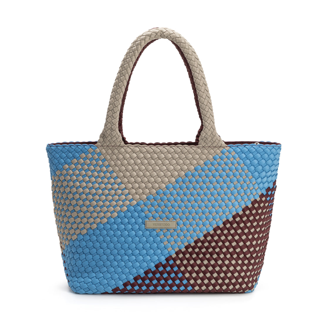 Neoprene LARGE BAG 'JUST MOVE' mix tone - blue & burgundy & light gray
