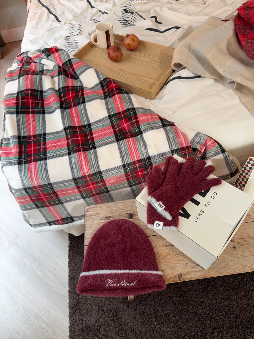 Gorro VTD burdeos y gris claro