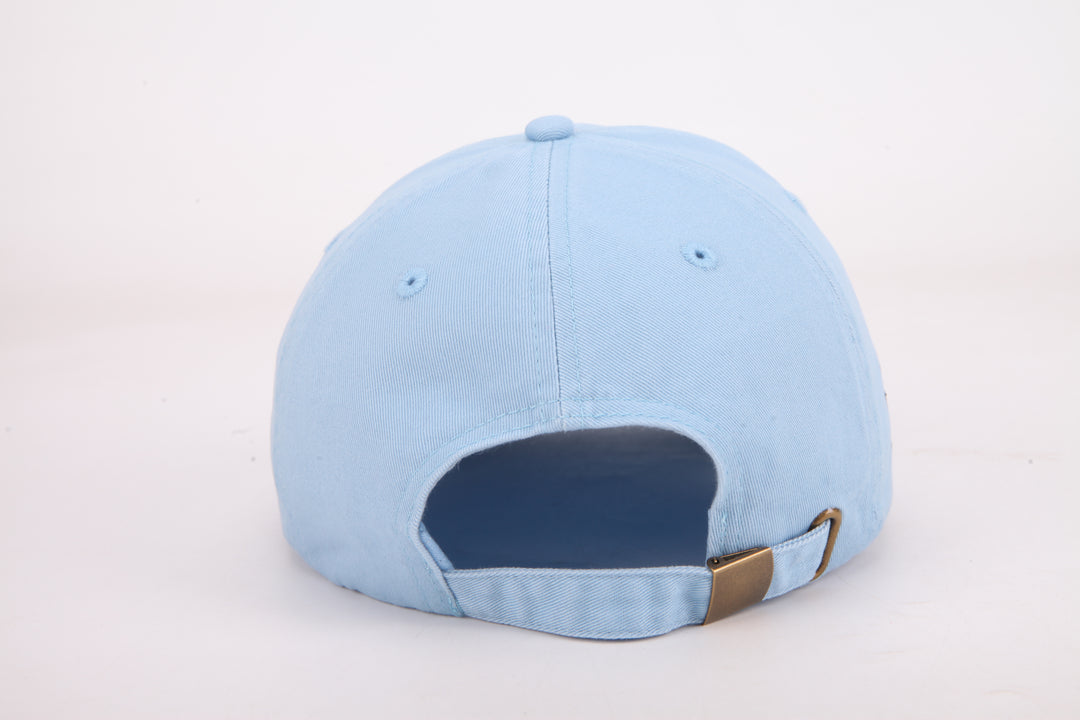 Ripped light blue cap Verb to do