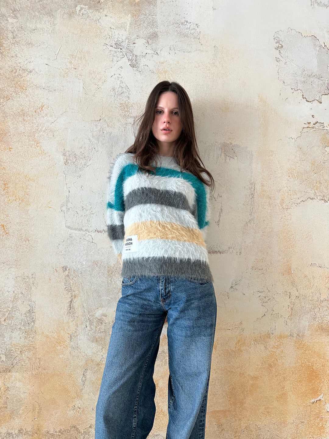 KNITWEAR BOXY GREY STRIPES