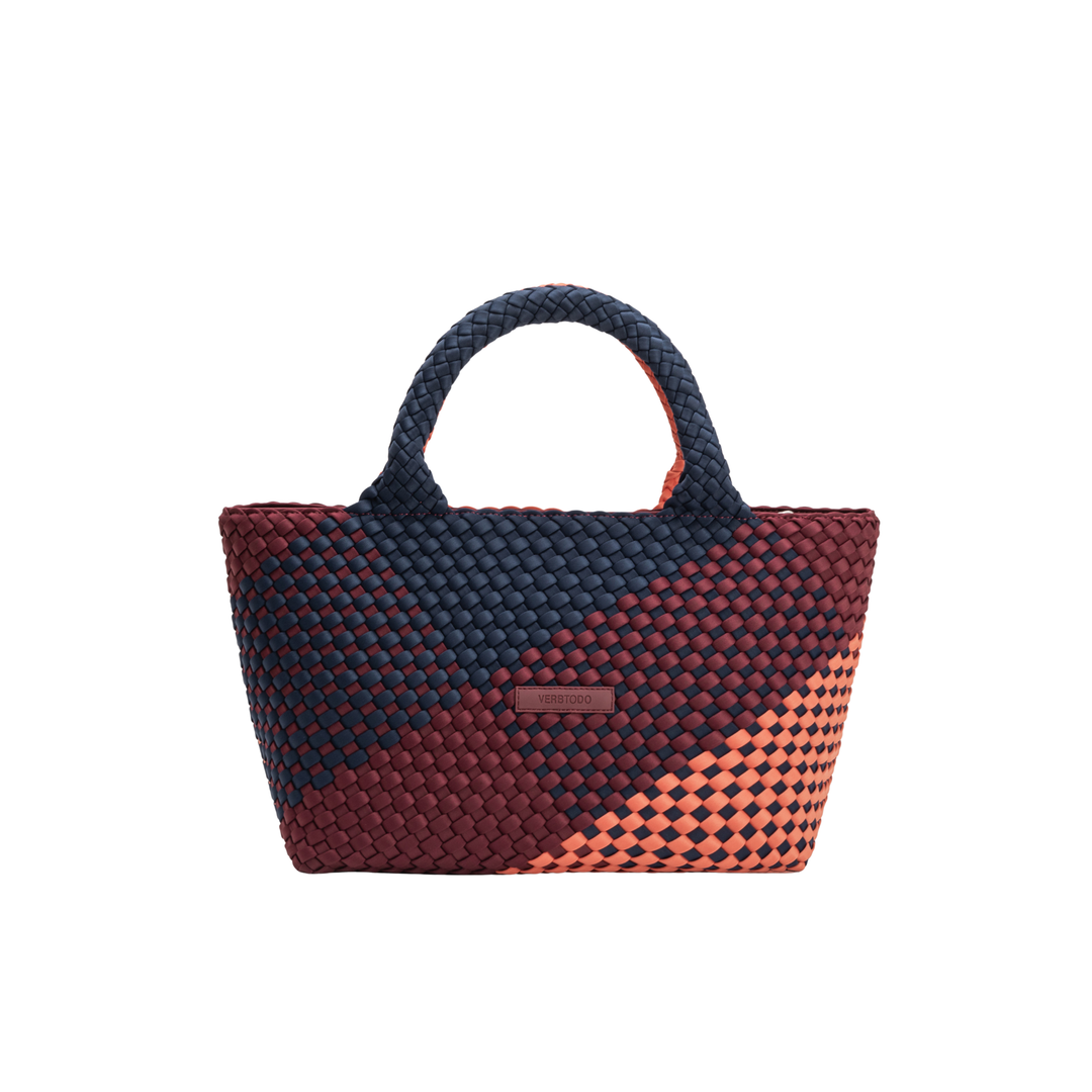 Borsa media in neoprene 'VISION & MISSION' tono misto - blu navy & bordeaux & arancione
