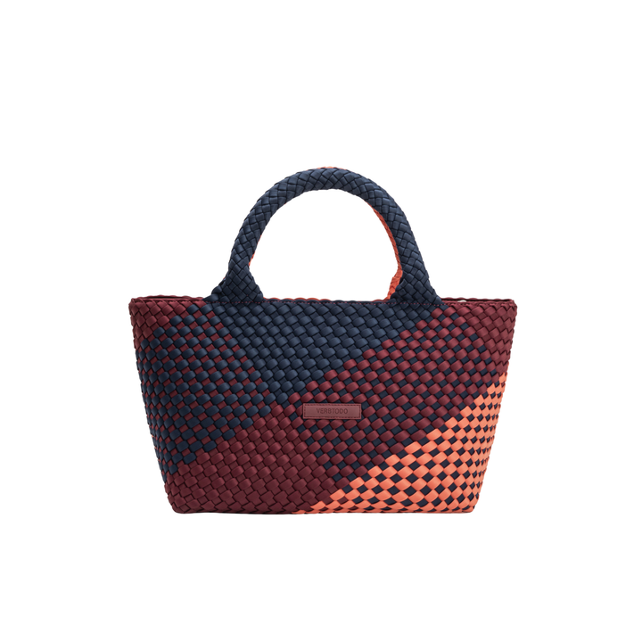Borsa media in neoprene 'VISION & MISSION' tono misto - blu navy & bordeaux & arancione