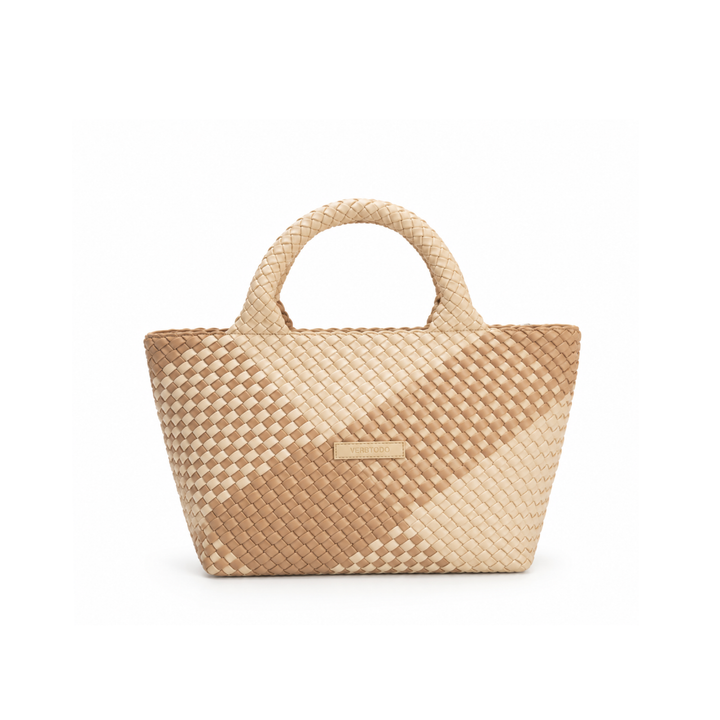 Borsa media in neoprene 'RISE UP' bicolore beige