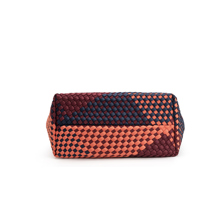 Borsa media in neoprene 'VISION & MISSION' tono misto - blu navy & bordeaux & arancione