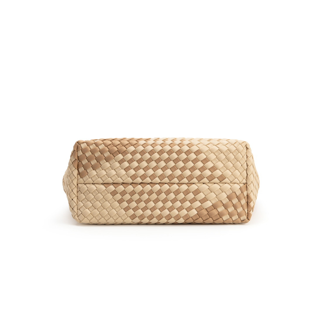 Borsa media in neoprene 'RISE UP' bicolore beige