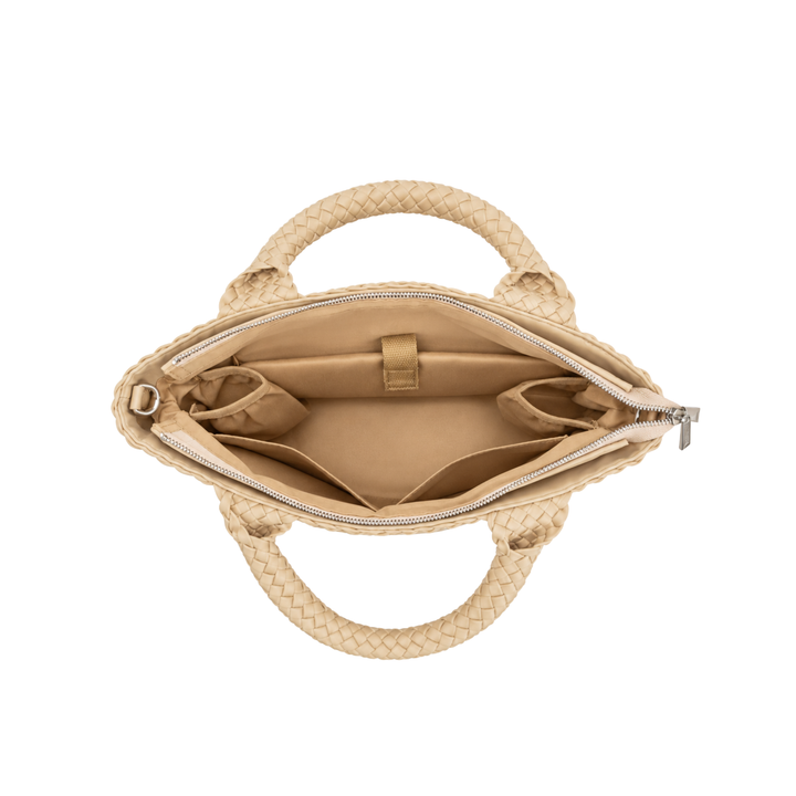 Borsa media in neoprene 'RISE UP' bicolore beige