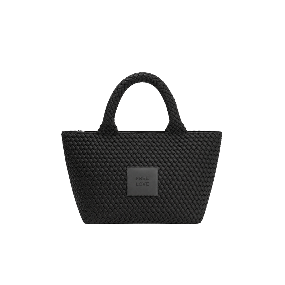 Borsa media in neoprene 'FREE LOVE' tinta unita - nero