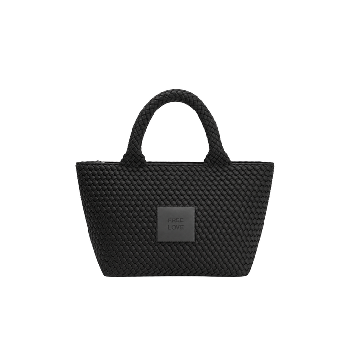 Borsa media in neoprene 'FREE LOVE' tinta unita - nero
