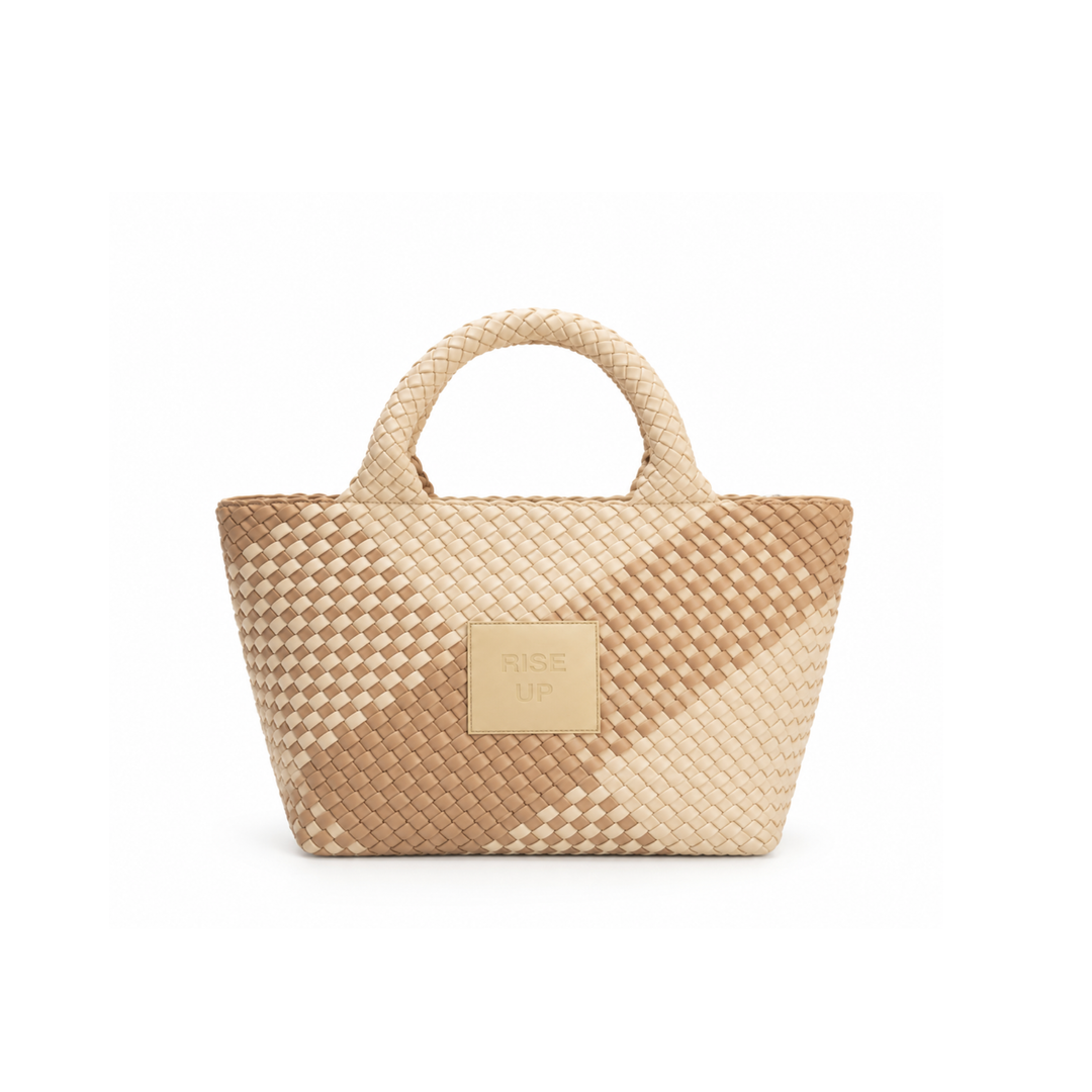 Borsa media in neoprene 'RISE UP' bicolore beige