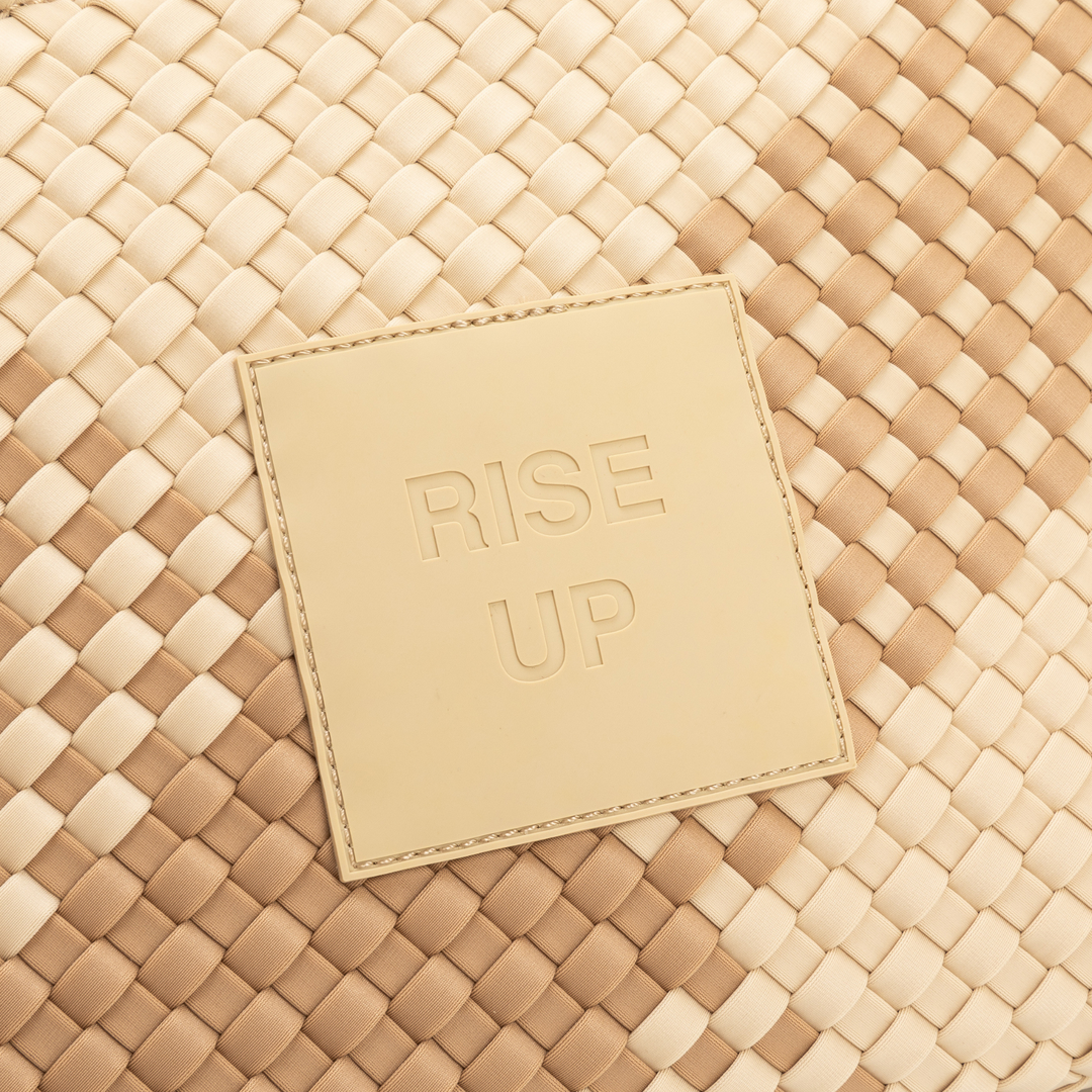 Borsa media in neoprene 'RISE UP' bicolore beige