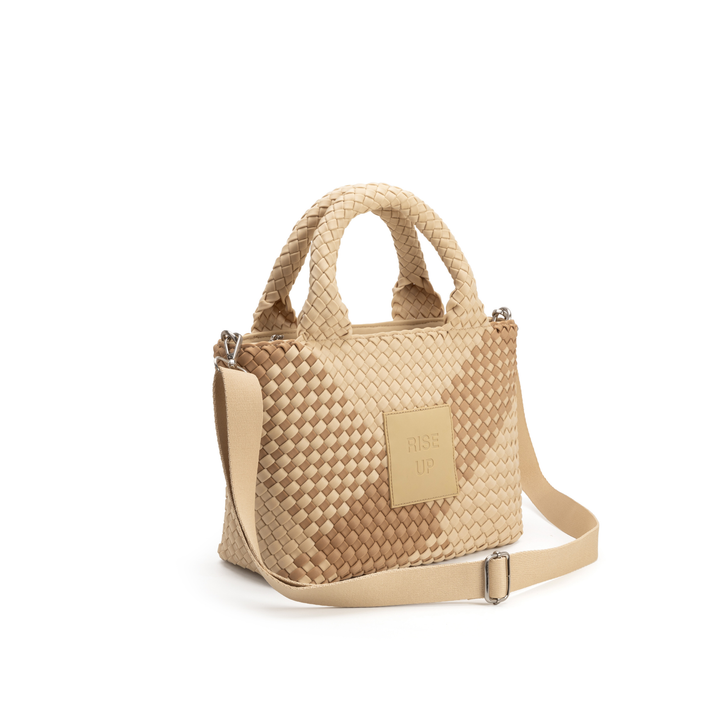 Borsa media in neoprene 'RISE UP' bicolore beige