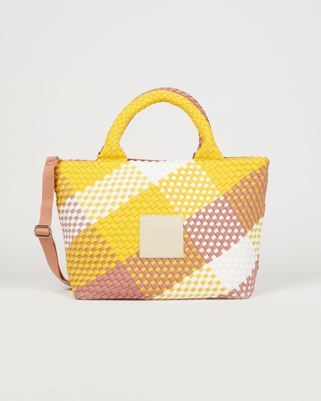 Neoprene MEDIUM BAG 'JUST MOVE' multicolour pink&yellow&white