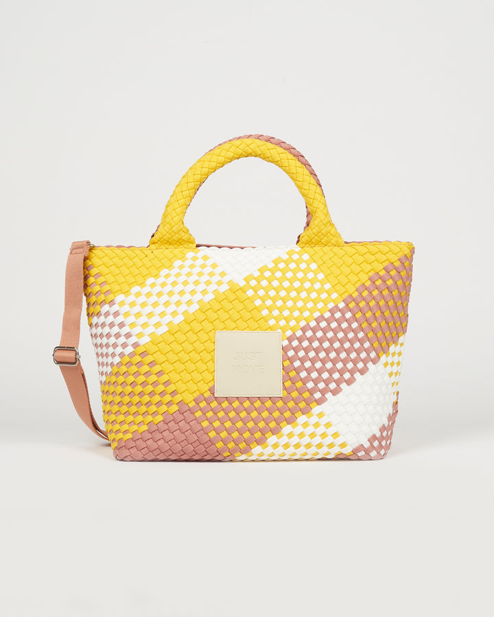 Neoprene MEDIUM BAG 'JUST MOVE' multicolour pink&yellow&white