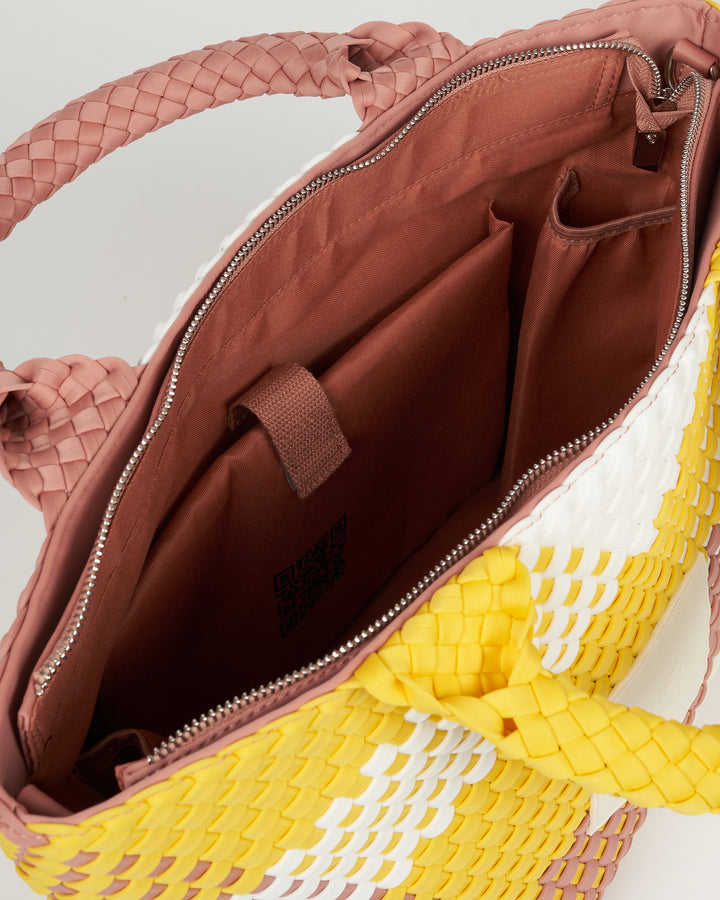 Neoprene MEDIUM BAG 'JUST MOVE' multicolour pink&yellow&white