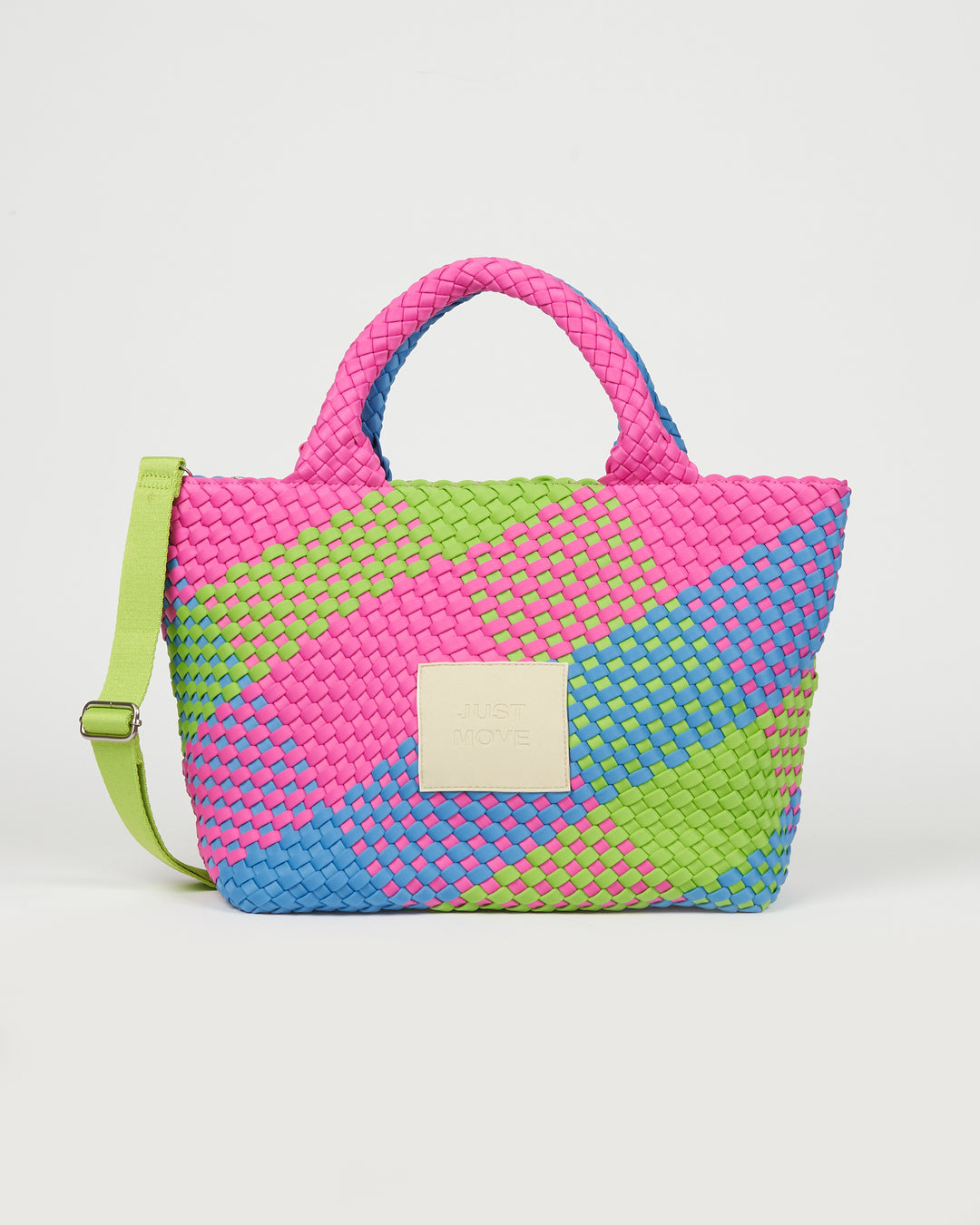 Neoprene MEDIUM BAG 'JUST MOVE' multicolour pink&blue&green