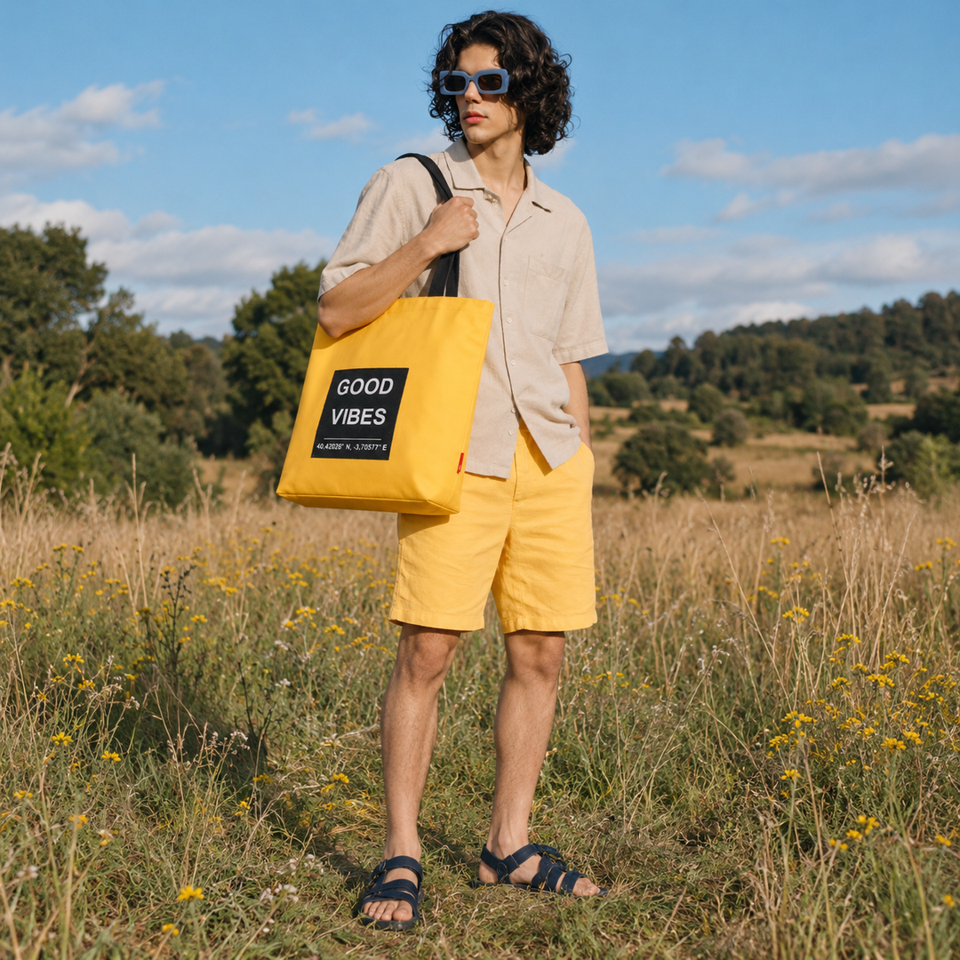 Borsa shopping Good vibes gialla