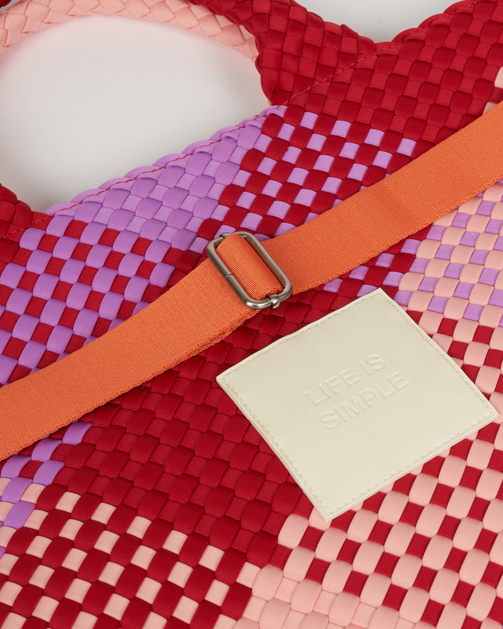 Neoprene MEDIUM BAG 'LIFE IS SIMPLE' multicolour pink&purple&red