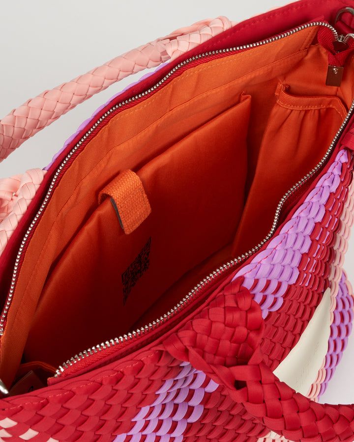 Neoprene MEDIUM BAG 'LIFE IS SIMPLE' multicolour pink&purple&red