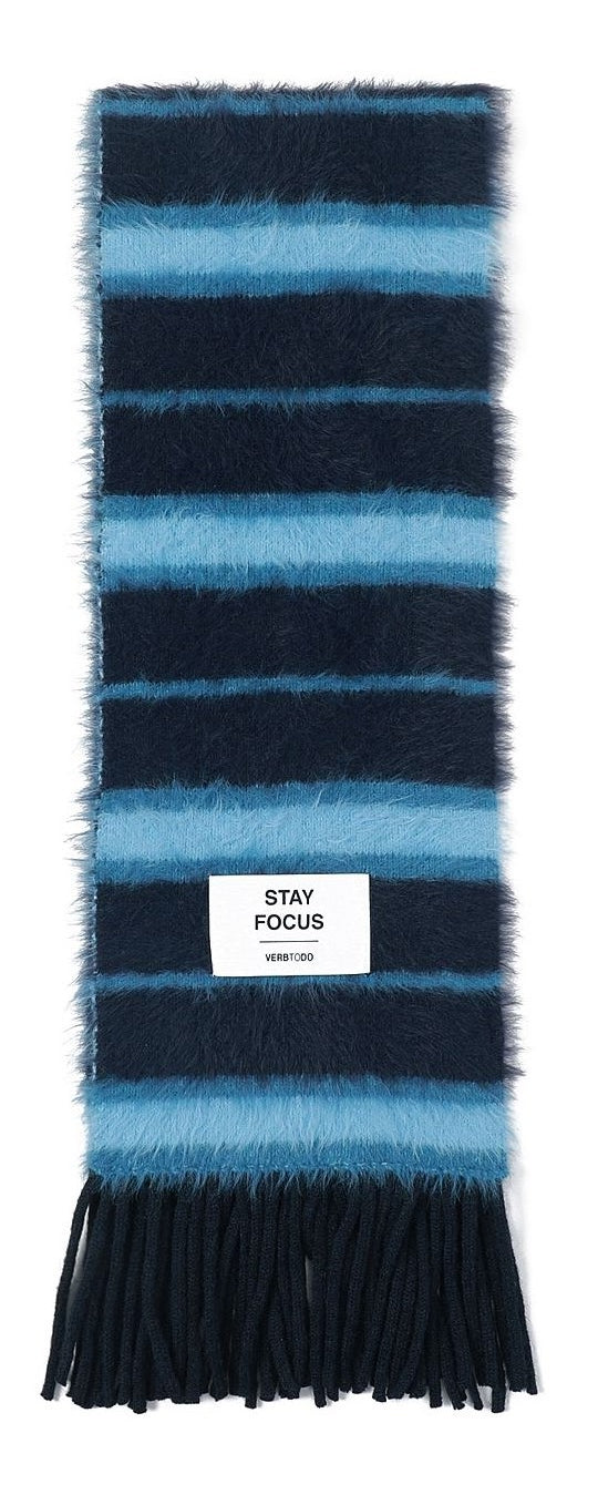 Sciarpa a righe lavorata a maglia STAY FOCUS filato peloso blu