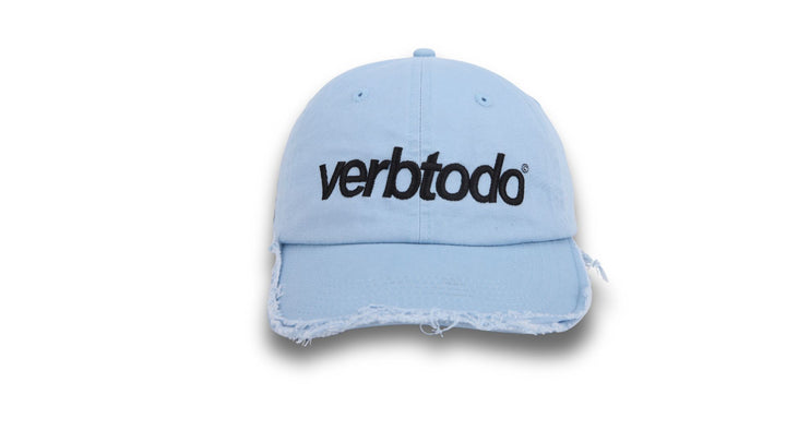 Ripped light blue cap Verb to do