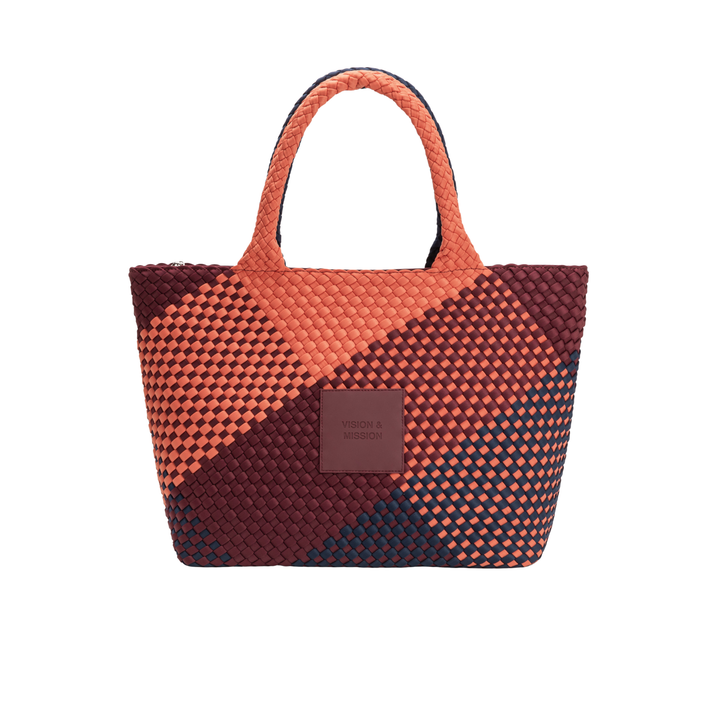 GRAND SAC en néoprène 'VISION & MISSION' ton mixte - bleu marine & bordeaux & orange