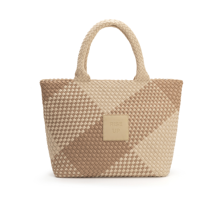 Borsa grande in neoprene 'RISE UP' bicolore beige